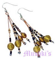 Glass bead hanging earring - click here for large view